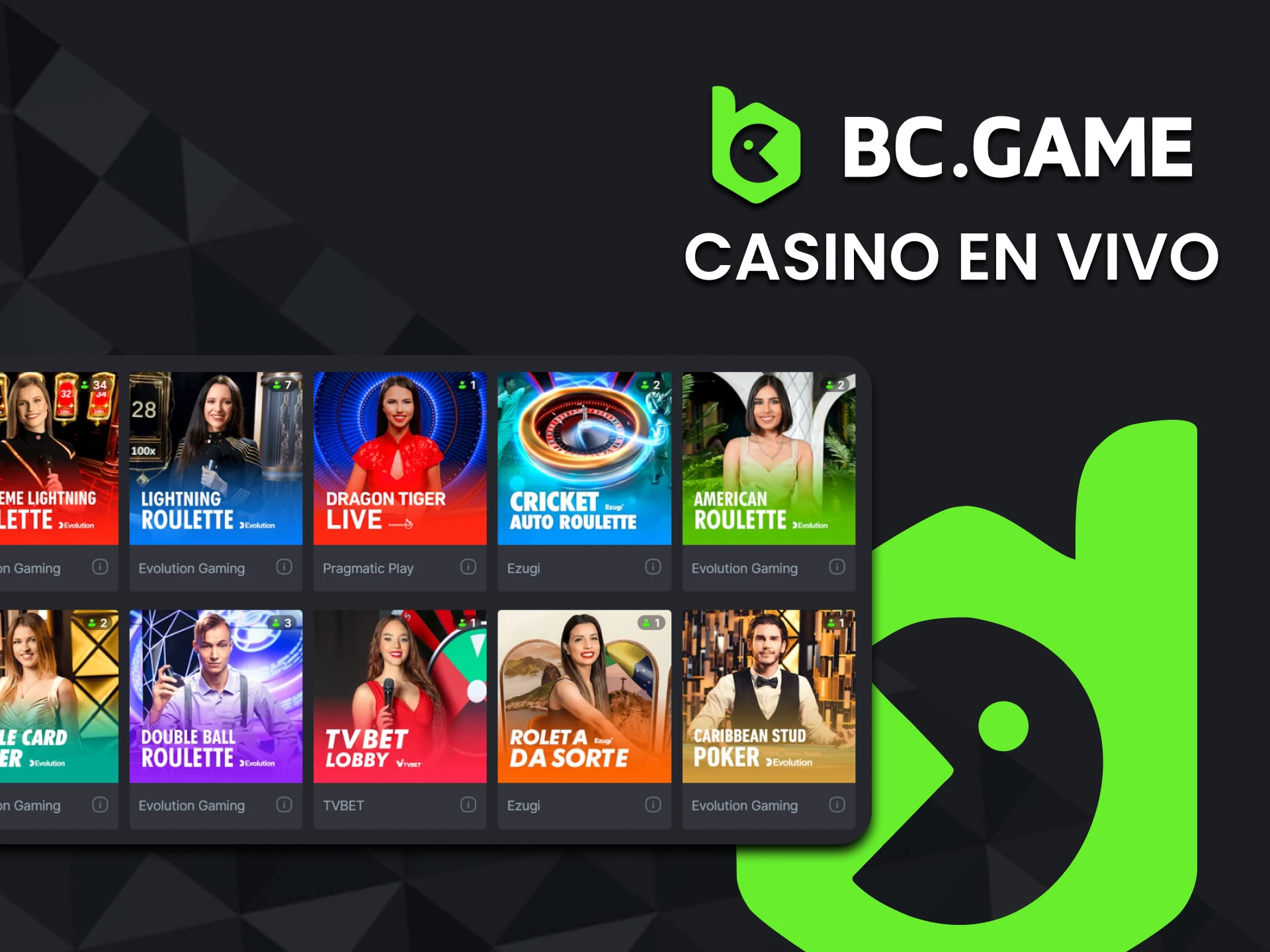 Juega al casino en vivo en BC Game.