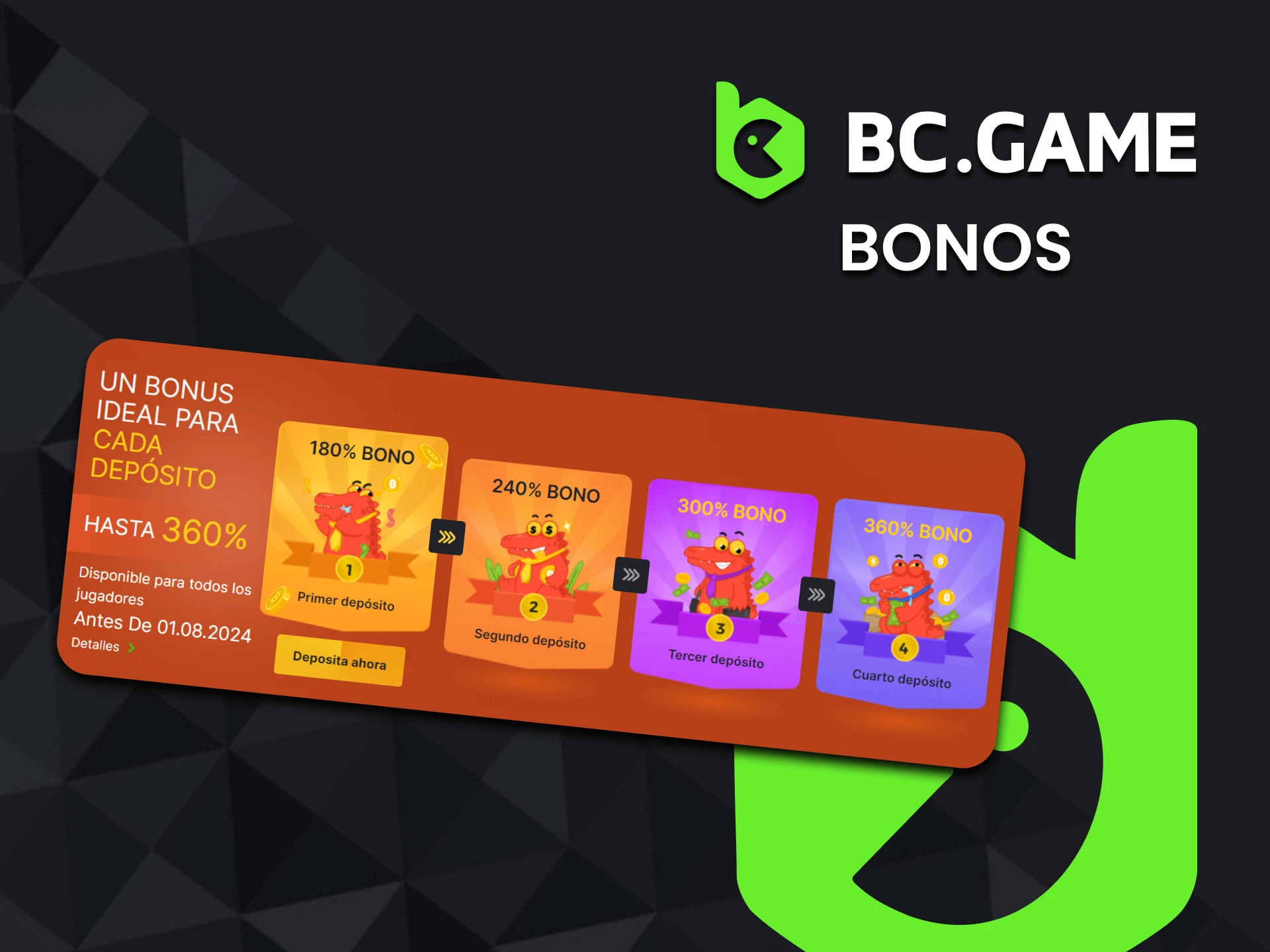 BC Game ofrece un bono cuando recargas tus fondos.