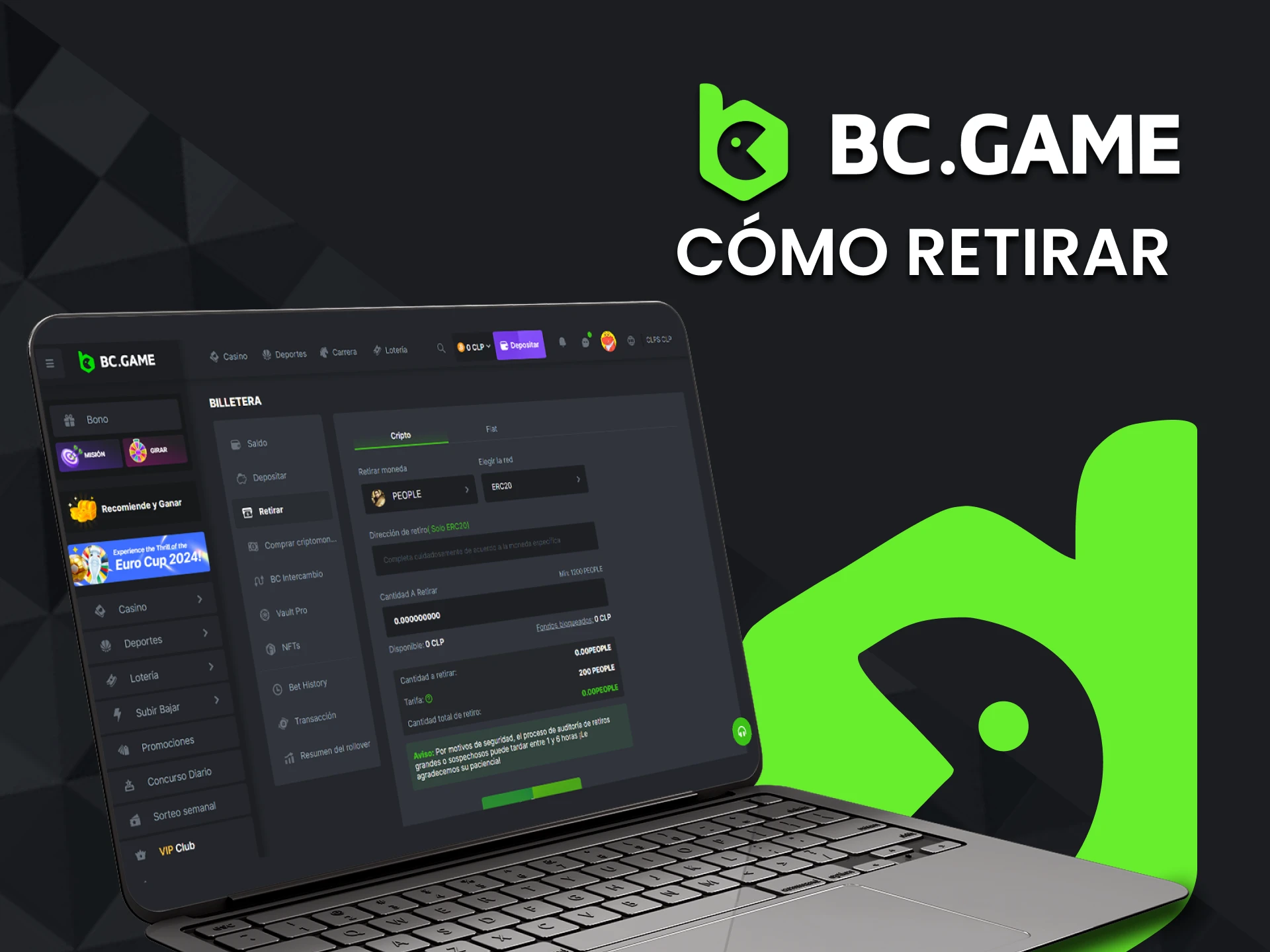 Le mostraremos cómo retirar fondos a BC Game.