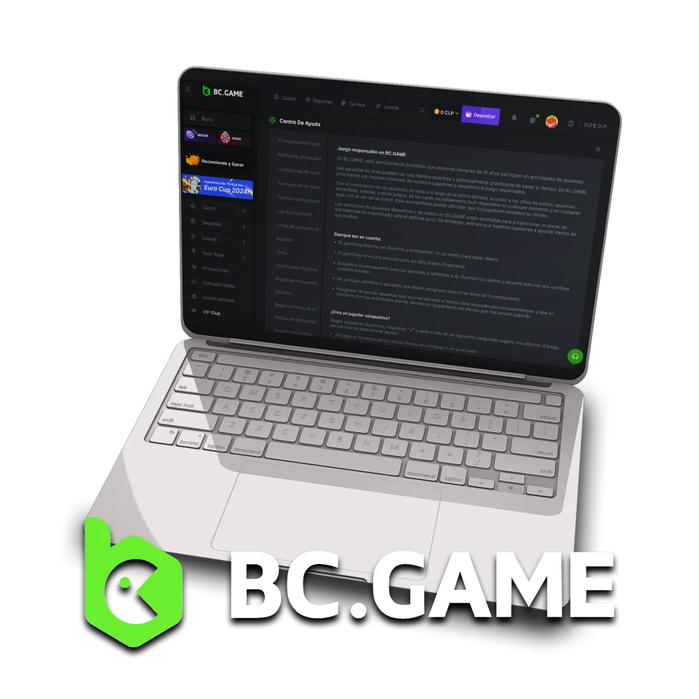 Juega y apuesta de forma responsable en BC Game.