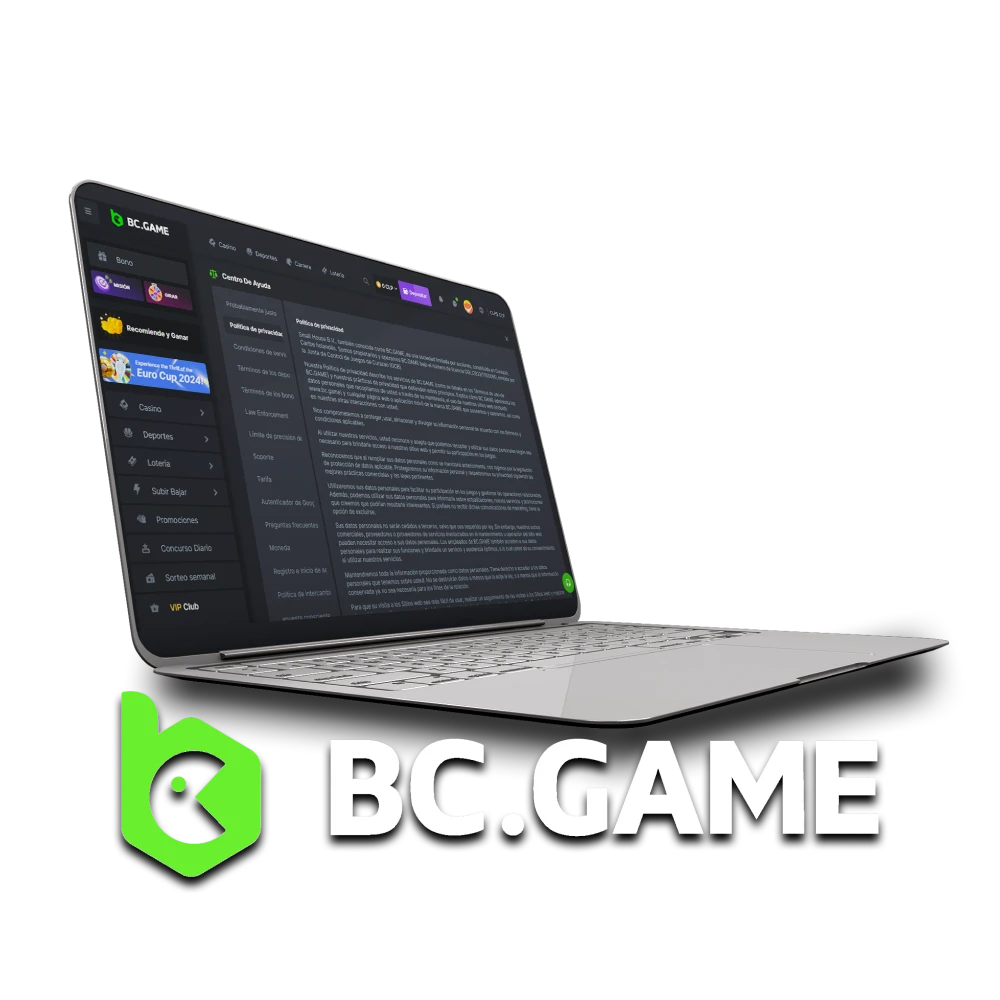 Revise la política de privacidad del sitio web de BC Game.